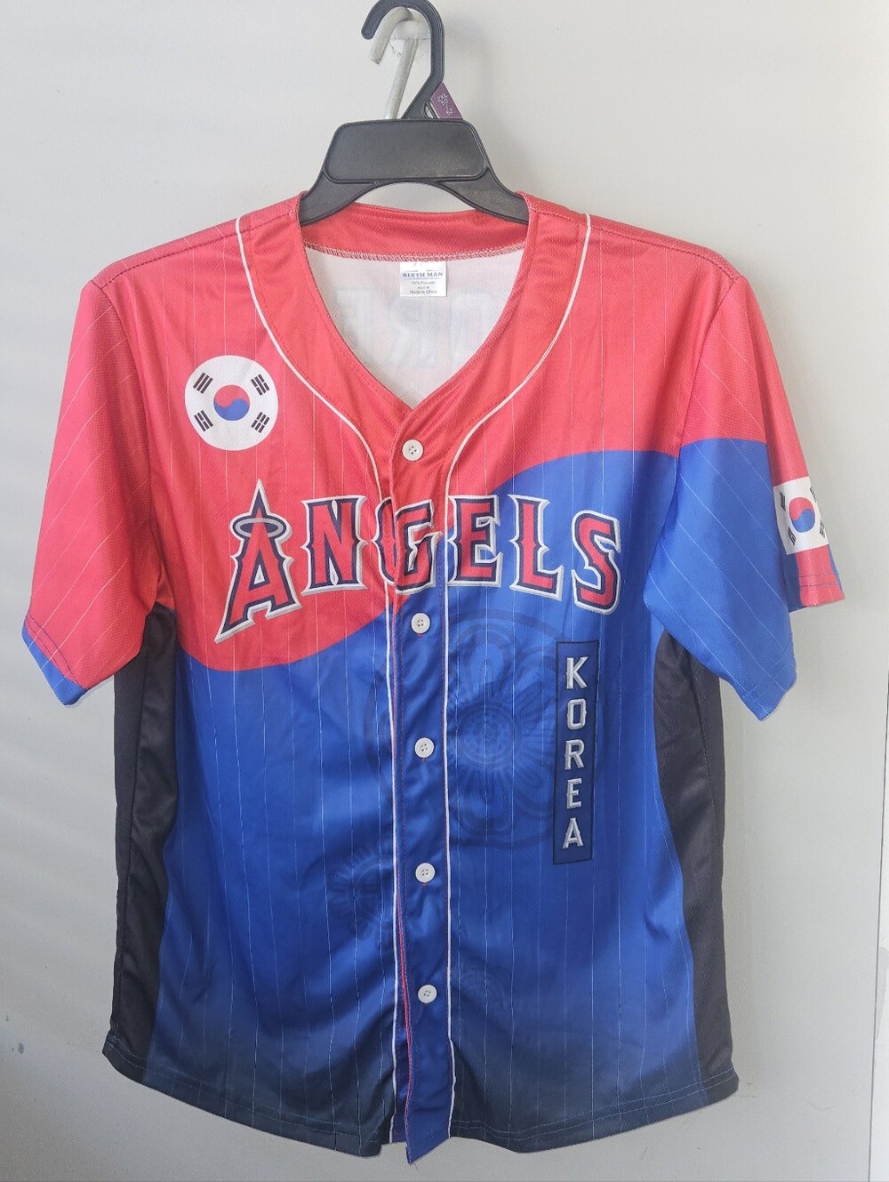 Los Angeles Angels Korea Baseball Jersey Giveaway - Red & Blue Anahiem SIZE M